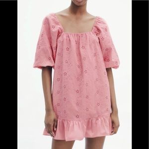 Zara Pink Cotton Mini Dress Size Small NWT